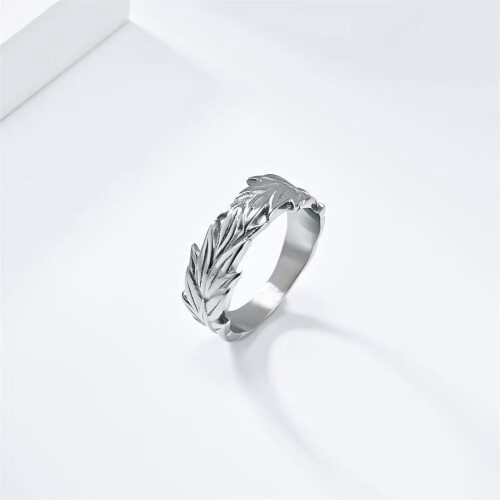 Stainless Steel Wheat Flower Ring Silver Size 8 1