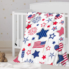 Clearance! 27x39" Patriotic Throw Blanket – Soft Red, White & Blue Flannel, Compatible with 4th of July, Memorial Day Decor