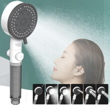 Turbo Shower Head, 10 Modes, One-Press Stop, High Pressure, Visible Turbo Fan, Windproof, Easy Install, Universal Connector, Plastic
