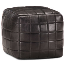vidaXL Pouf Schwarz 40 x 40 x 40 cm Echtes Ziegenleder