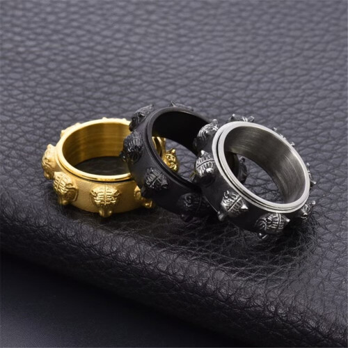 Men's Stainless Steel Tiger Head Ring Silver Black Size 13 2