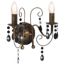 vidaXL Wall Lamp with Beads Antique Black 2xE14 Bulbs Living Room Wall Light