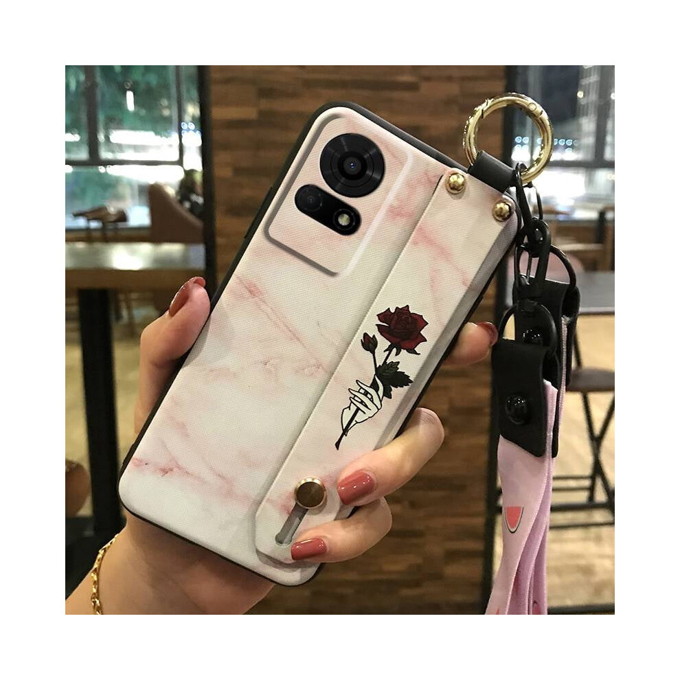 Phone Case Compatible With Tcl 50Le/T510spp – Shockproof, Kickstand, Wristband, Dust-Resistant Silicone Flower Design 9448483071956
