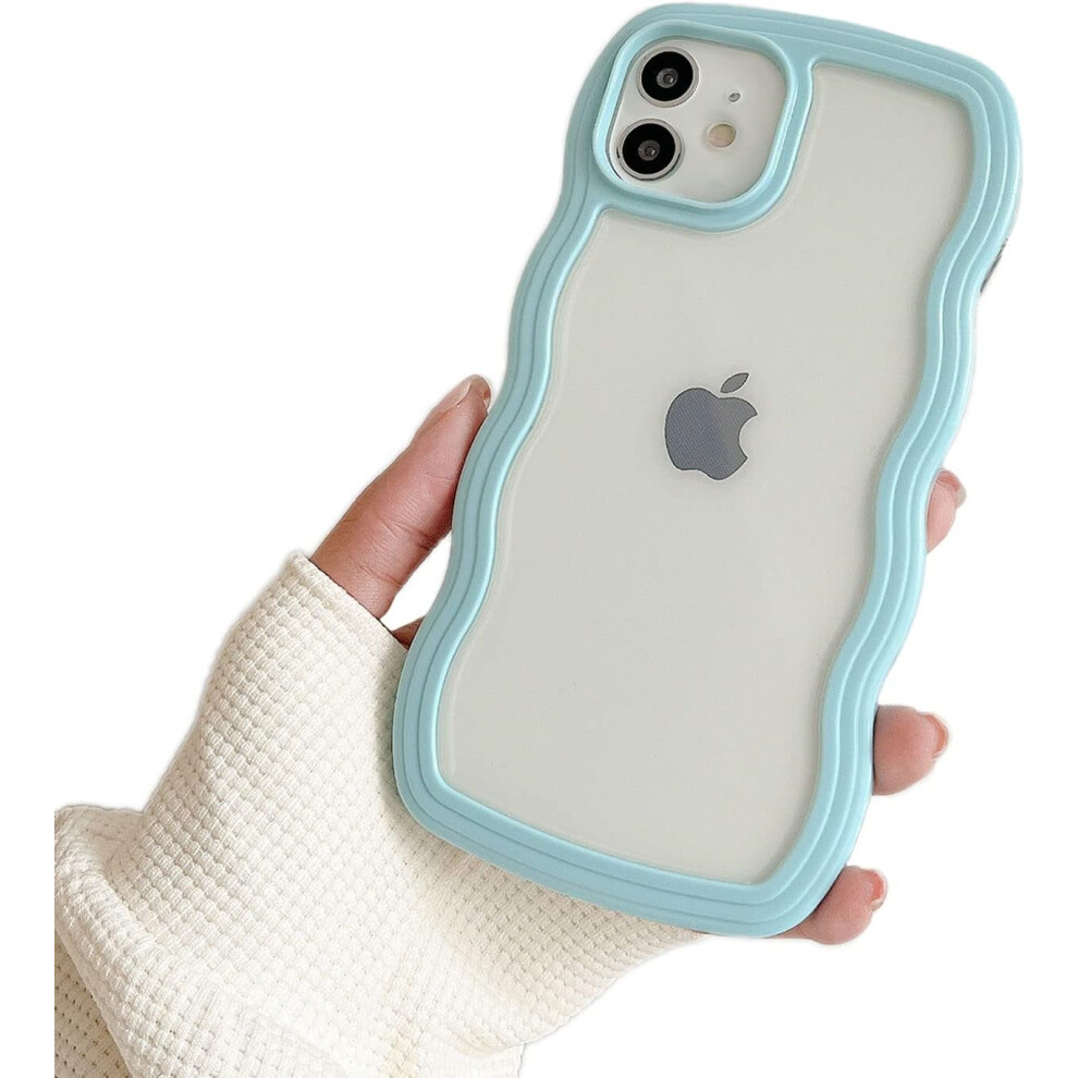 Compatible With Iphone 11 Â Cute Curly Wave Bumper Case, Soft Tpu Aesthetic Phone Cover For Women & Girls Â Blue 9448483074391