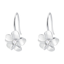 Solid 925 Sterling Silver Plumeria Flower Stud Earrings for Women Teens Crystal Flower Stud Earrings(Silver,One Size)