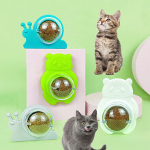 Edible Catnip Wall Ball Toy for Licking, Teeth Cleaning & Play – Rotatable Cat Wall Treat, Compatible with Cat Walls