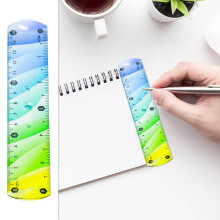 15cm barevné měkké pravítko, flexibilní a průhledné, stupnice v cm/palcích, zaoblené hrany, lehké – kompatibilní s