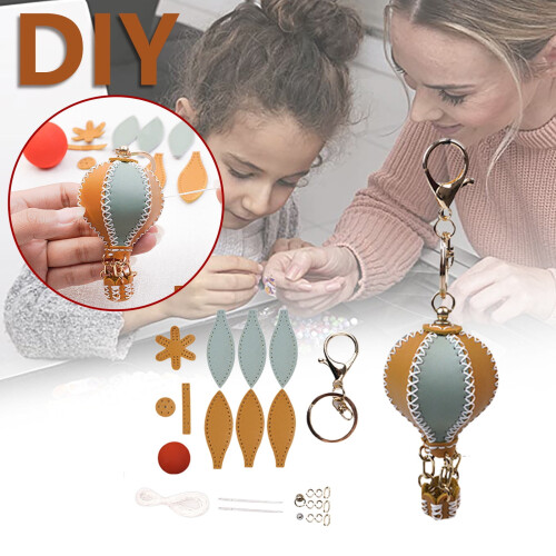 Leather Keychain DIY Kit w/ Tutorial, Canvas Thread, Metal Accs – Personalized Craft Gift for Festivals & Anniversaries