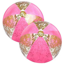 2 stuks 16 inch opblaasbare strandballen met gouden confetti, roze zwembadballen
