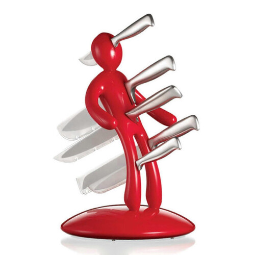 Human Shaped Knife Block Holder with , Creative Kitchen Storage Decor Red