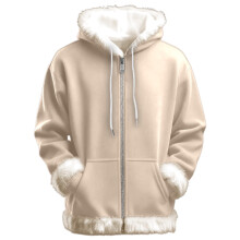 Naisten vetoketjullinen joulupukkihuppari, jossa ylisuuri koko, beige XXXL