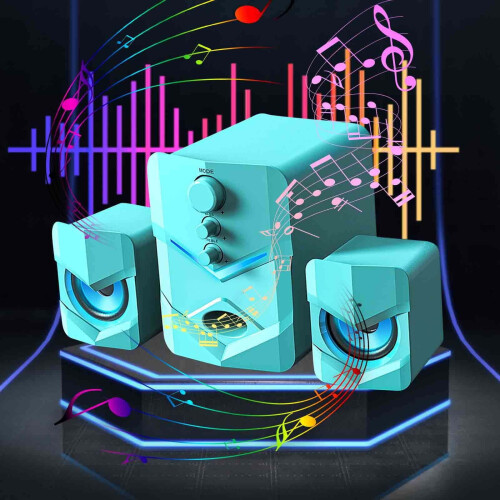 Bluetooth Desktop Speakers with Subwoofer USB Powered RGB Light Effects for PC TV Gaming