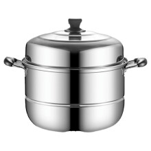 Parowar ze stali nierdzewnej o grubości 28 cm, dwuwarstwowy, odpowiedni do użytku domowego i restauracyjnego, trwały i ekonomiczny (w zestawie: 1