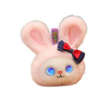 Kawaii AI Fluffy Robot Companion - Smart Emotional Support Plush Toy with Interactive LED Eyes - Portable Mini