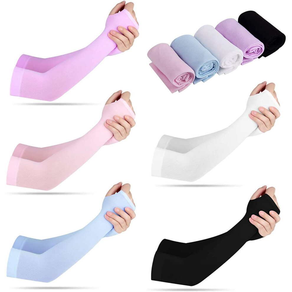 10 Pairs Sun Protection Sleeves Protection Cooling Sleeves Arm Sleeves Men Women Sports Sun Sleeves-5 Colors