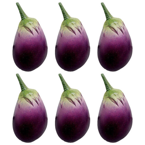 6pcs Artificial Eggplants Simulation Plastic Eggplants Realistic Vegetable for Kitchen Parties Decorations Pho