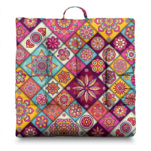 22 Inch Boho Meditation Pillow, Dutch Velvet Square Cushion for Yoga and Lounge