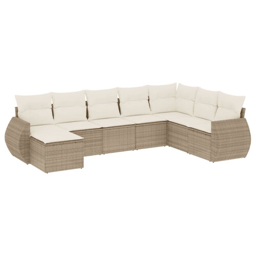 VidaXL vidaXL 8-tlg. Garten-Sofagarnitur mit Kissen Beige Poly Rattan