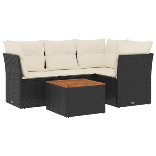 VidaXL vidaXL 5-tlg. Garten-Sofagarnitur mit Kissen Schwarz Poly Rattan