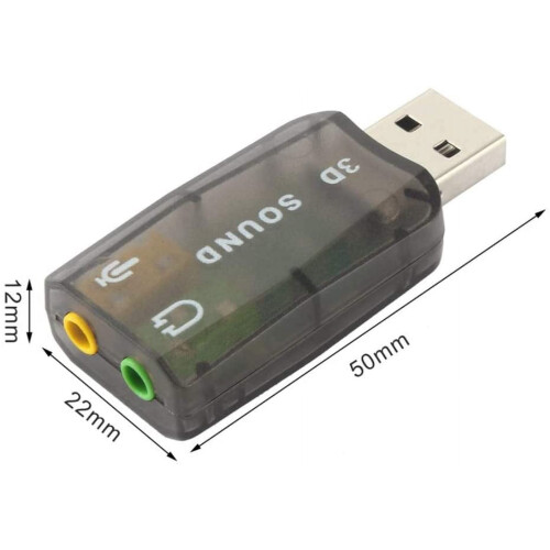 Κάρτα ήχου AMERTEER USB3D, εξωτερική στερεοφωνική κάρτα ήχου 5.1 με υποδοχές 3.5mm για Windows, 1