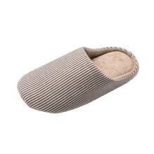 Gestreifte Hausschuhe für Damen, drinnen und draußen, bequeme, flache Schuhe mit runder Zehenpartie, geschlossener Ferse und rutschfestem Stoff,