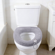 Soft Fleece Toilet Seat Cover, Thick & Warm, Reusable, Machine Washable, Easy Install/Remove – Compatible with Standard Seats (Gray)