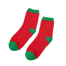 1 Pair Christmas Fuzzy Socks for Women – Cozy, Soft, Striped, Warm Winter Holiday Gift, Slipper-Style Plush Crew Socks
