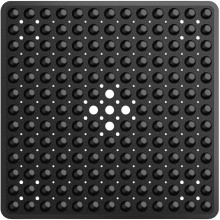 Odies Square Bath Shower Tub Mat for Bathroom, Non Slip Bathtub Mats with Suction Cups, Drain Holes, Machine Washable, 21 x 21 Inches, Black