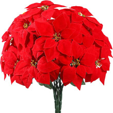 Bláthanna Nollag Saorga Poinsetia Bréige - Bláthanna Poinsetia Saorga7Heads Bláthanna Dearga Móra Bréige le haghaidh Maisiúcháin Bláthanna