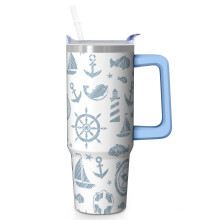40oz Vacuum-Insulated Stainless Steel Tumbler with Flip Straw Lid & Handle – Leak-Proof Travel Mug, Compatible with All Standard Car Cup Holders