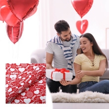 Heart Shape Printed Wrapping Paper – Romantic Valentine’s Day, Wedding, Anniversary, Bridal Shower & Birthday Gift Wrap