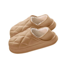 Unisex Winter Fleece-Lined Closed-Toe Slippers with Heel Cover – Indoor/Outdoor, Coffee, Size 36 (US 5.5), Compatible with All-Day Comfort