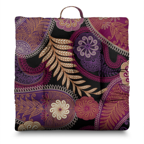 Boho Meditation Mat Paisley Pattern 22 x 22 Inch