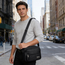 Organizer Crossbody Bag – Convertible Chest/Waist Pack, Water-Resistant, Multi-Pocket for Travel, Hiking, Work & Daily Use (Black)