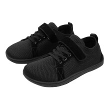 Zapatillas bajas informales para niños, malla transpirable, cierre de velcro, negras, talla 25 (6.30"), edades 2–3 — Compatibles con pies