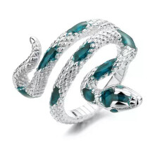 Vintage Snake Shape Adjustable Ring 925 Silver Women Men Party Band Delicate Jewelry Gift-#2-Adjustable