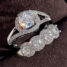 2pcs His & Hers Wedding Ring Sets – 925 Sterling Silver CZ Couples Rings, Compatible with Banquet Styling