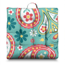 Paisley Meditation Mat, Boho Floor Pillow for Sitting on Floor, Yoga Cushion for Home and Garden 22 x 22