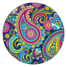 Waterproof Round Tablecloth 45–52 Inch with Elastic Hem, Oxford Material, Paisley Design, Great for Family Meals