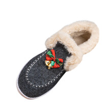 Winterliche, lässige, dicke Sohle, fleecegefütterte, warme flache Schuhe für Damen, rotes Polyestermaterial, US-Größe 6,5, Fußlänge 24 cm