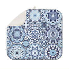 Bohemian Floral Kitchen Dish Drying Mat 16x18 Inch Washable Reusable Super Absorbent Microfiber Dish Drainer Pad for Kitchen Counter