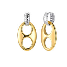 Coffee Bean Stainless Steel Huggie Hoop Earring for Women Minimalist Twisted Piercing Ear Jewelry Silver Gold
