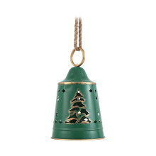 Large Green Christmas Bells Iron Ornament, 11x7x7 Inch Big Holiday Decor for Tree Door, Festive Hanging Decoration