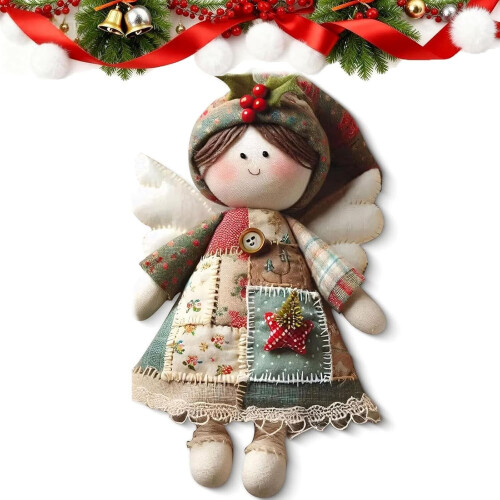 Dockor - Patchwork Angelss Babydocka, Handgjord DIY Patchwork-docka Sy-kit, Flickpresenter, Perfekt julklapp