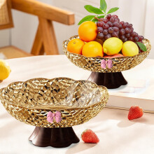 Plastic Fruit Plate 9.84" – Multicolor Snack Tray, Detachable Base, Hollow Draining Design, Upscale Serving Platter