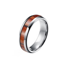 Unisex Tungsten Wedding Ring Maple Wood Inlay 6mm Silver