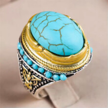 Vintage 925 Silver Turquoise Ring Women Wedding Part Delicate Jewelry Ring Gift Size 6-10-Turquoise #2-8