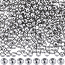400pcs 4mm Stainless Steel Round Spacer Beads, Mini Ball Beads for Jewelry Making, DIY Beading Kits, Compatible with All Beading Threads