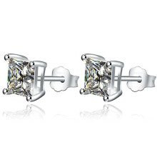 925 Sterling Silver Stud Earrings Birth Cubic Zircon Fashion Jewelry For Women
