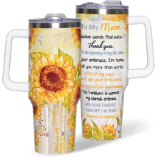Gobelet isotherme de 1,2 L avec poignée et couvercle à paille – Cadeau idéal pour la fête des mères, un anniversaire ou Noël pour maman,